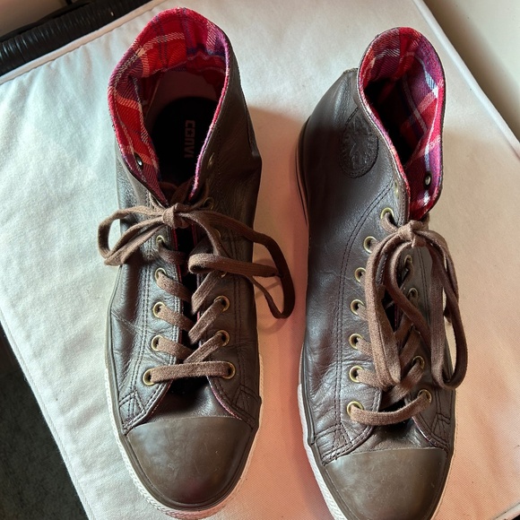 Converse All Star High-Top Leather Sneakers - Brown - Men's 12 - Picture 1 of 5